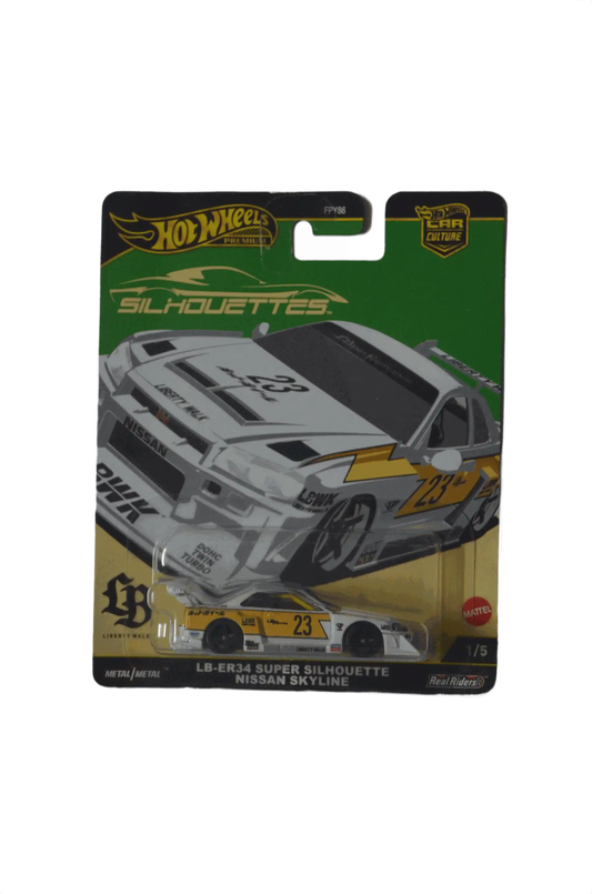 LB-ER34 Super Silhouette Nissan Skyline White Yellow Hot Wheels Premium